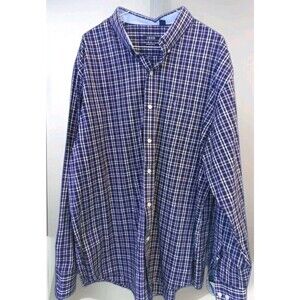 IZOD Plaid Non Iron Long Sleeve Button Down Dress Shirt Mens Size XL